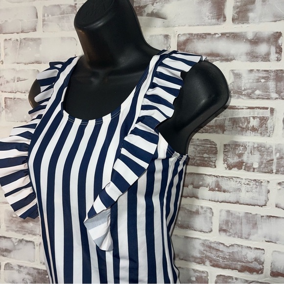 Wonder Nation Navy and White Swimsuit 10/12+ - Picture 2 of 5